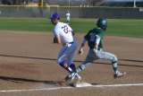 Shown here in a previous game Aaron Edwards is at first base recording the out. Lemoore beat Sanger Wednesday afternoon to improve to 4-2.